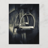 おしゃれなシルバーの鐙が付いた英語圏の乗馬鞍の写真 ポストカード (正面)