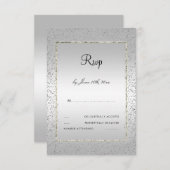 おしゃれなシルバーの飾り紙 60周年結婚式の出欠確認 出欠カード (正面/裏面)