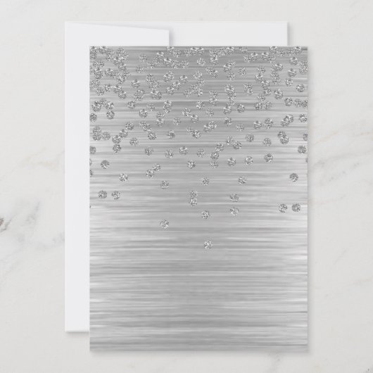 おしゃれなシルバーダイヤモンドの結婚記念日 招待状 (裏面)