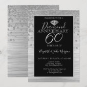 おしゃれなシルバーダイヤモンドの結婚記念日 招待状 (正面/裏面)