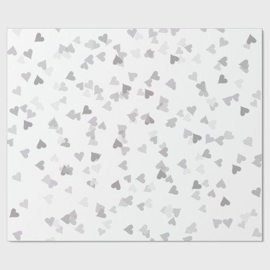 おしゃれなシルバーハートのコンフェッティ ギフト包装 ラッピングペーパー (フラット)