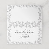 おしゃれなシルバーフォイルの葉のデザインの受付案内カード プレイスカード (外部開封)