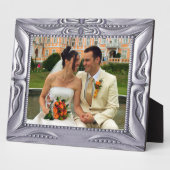 おしゃれなシルバーフレーム 写真を追加 ここ プレート フォトプラーク (側面)