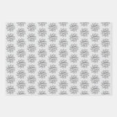 おしゃれなシルバーリボンとボウのブライダルシャワー ラッピングペーパーシート (正面2)