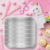 おしゃれなシルバーリボンのブライズシャワー ペーパープレート (パーティー)