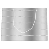 おしゃれなシルバーリボン ブライダルシャワー ラージペーパーバッグ (正面)