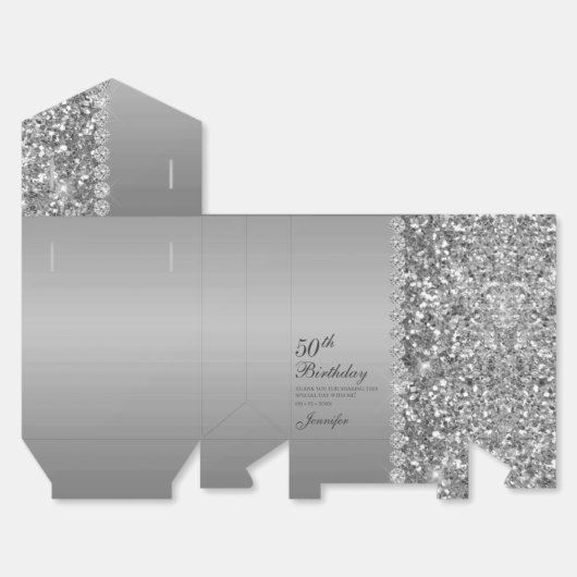 おしゃれなシルバー50歳の誕生日 ありがとう フェイバーボックス (見開き)