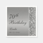 おしゃれなシルバー70歳の誕生日 スタンダードカクテルナプキン (正面)