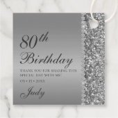 おしゃれなシルバー80歳の誕生日ありがとう フェイバータグ (裏面)