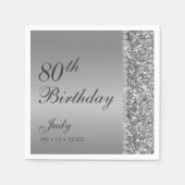おしゃれなシルバー80歳の誕生日 スタンダードカクテルナプキン (正面)