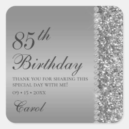 おしゃれなシルバー85歳の誕生日パーティーの御礼 スクエアシール