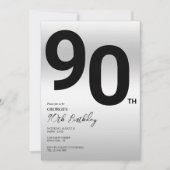 おしゃれなシルバー90歳の誕生日パーティー 招待状 (正面)