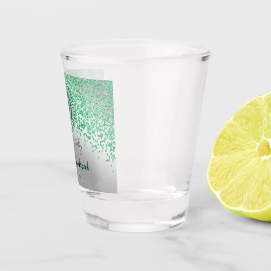 おしゃれなシルバー&グリーン グリッター 50歳の誕生日プレゼント ショットグラス (右)