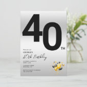 おしゃれなシルバー＆バルーン 40歳の誕生日パーティー 招待状 (スタンド正面)