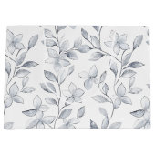 おしゃれなシルバー ホワイト フラワー ウェディング ラージペーパーバッグ (正面)