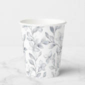 おしゃれなシルバー ホワイト フラワー ウェディング 紙コップ (裏面)