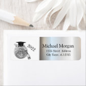 おしゃれなシルバー 卒業帽、ディスコボール ラベル (インサイチュ)