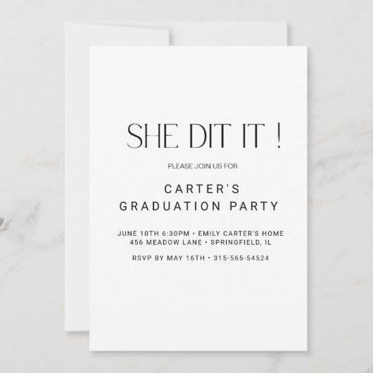 おしゃれなシンプルさ、エレガントなミニマリストの黒と白 招待状 (正面)