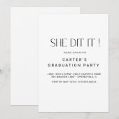 おしゃれなシンプルさ、エレガントなミニマリストの黒と白 招待状 (正面/裏面)