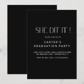 おしゃれなシンプルさ、エレガントなミニマリストの黒と白 招待状 (正面/裏面)