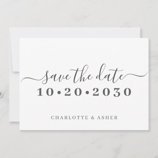 おしゃれなシンプルなスクリプトタイポグラフィー Save The Date セーブザデート (正面)