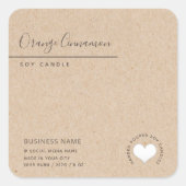 おしゃれなシンプルな白いハートのキャンドル スクエアシール (正面)