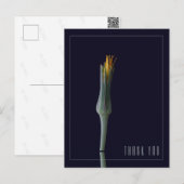 おしゃれなシンプルな花の黒の感謝カード ポストカード (正面/裏面)