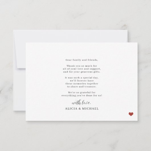 おしゃれなシンプルな黒と白の感謝カード サンキューカード (裏面)