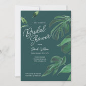 おしゃれなシンプルグリーン スクリプト ブライダルシャワー 招待状 (正面)