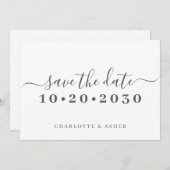 おしゃれなシンプルスクリプトタイポグラフィー Save The Date セーブザデート (正面/裏面)