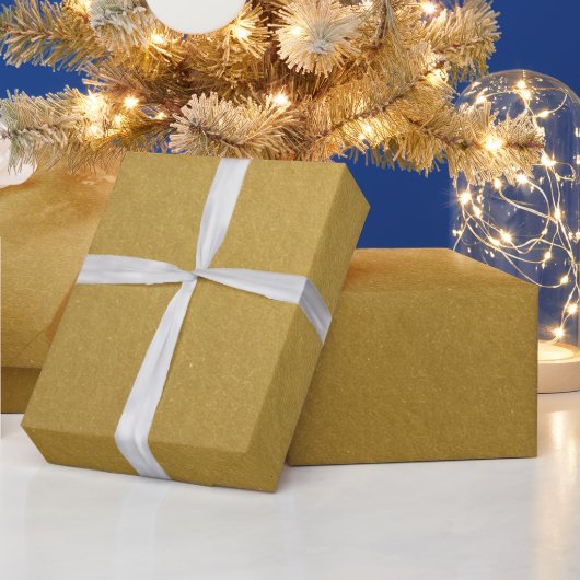 おしゃれなシンプルメタリックゴールド ラッピングペーパー (クリスマス)