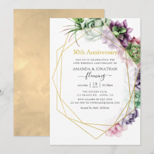 おしゃれなジオメトリック 50周年結婚記念日 招待状
