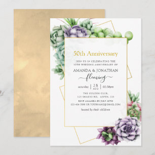 おしゃれなジオメトリック 50周年結婚記念日 招待状