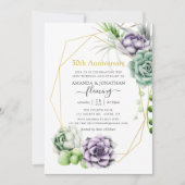 おしゃれなジオメトリック 50周年結婚記念日 招待状 (正面)