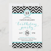 おしゃれなジグザグ チェブロン 誕生日パーティー招待状 招待状 (正面)