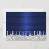 おしゃれなスイート16 シルバー 青 グリッター 輝き 招待状 (裏面)