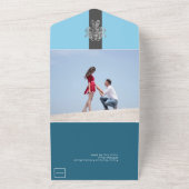 おしゃれなスカイブルー結婚式 オールインワン招待状 (外側)