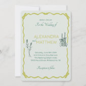 おしゃれなスクイグル結婚式招待状（リボン付き） 招待状 (正面)