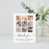 おしゃれなスクエアフォトコラージュ 赤ちゃんの感謝のメッセージカード ポストカード (スタンド正面)