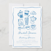 おしゃれなスクリブルコーヒーの花嫁シャワー 招待状 (正面)