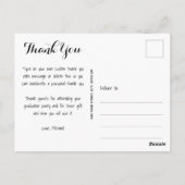 おしゃれなスクリプトで感謝を伝える写真付き卒業メッセージカード ポストカード (裏面)