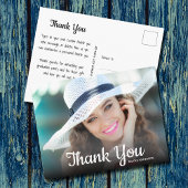 おしゃれなスクリプトで感謝を伝える写真付き卒業証書 ポストカード