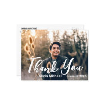 おしゃれなスクリプトで感謝を伝える卒業祝いポストカード