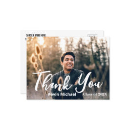 おしゃれなスクリプトで感謝を伝える卒業祝いポストカード ポストカード