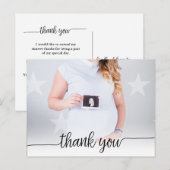 おしゃれなスクリプトの写真満載感謝カード ポストカード (正面/裏面)