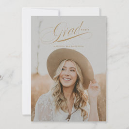 おしゃれなスクリプトの卒業お知らせカード 招待状