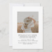 おしゃれなスクリプトの卒業お礼カード 招待状 (裏面)