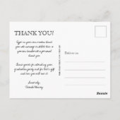 おしゃれなスクリプトの卒業写真感謝メッセージカード ポストカード (裏面)