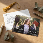 おしゃれなスクリプトの卒業写真感謝メッセージカード ポストカード