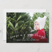 おしゃれなスクリプトオーバーレイ ホリデー フォトカード シーズンカード (正面)
